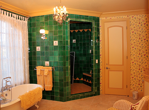 Bathroom in newly constructed French chateau outside of Martinez, CA.